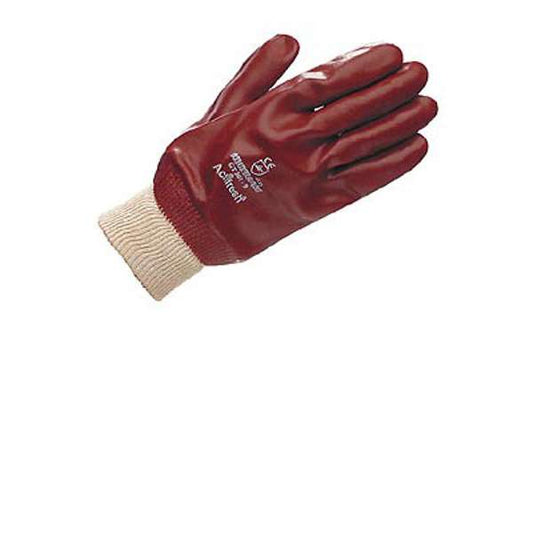 PVC  Gloves Fully Coated Knit Wrist Red